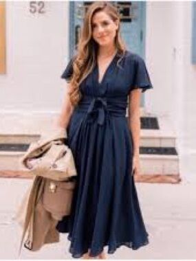 Girl meets Glam teal midi flutter a line dress